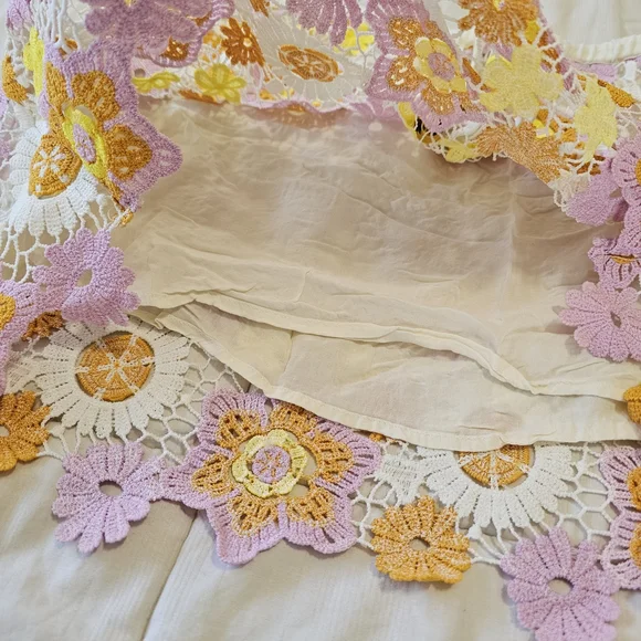 Zara Womens Floral Crochet Mini Skirt in White, Orange, and Yellow Medium - Picture 5 of 5